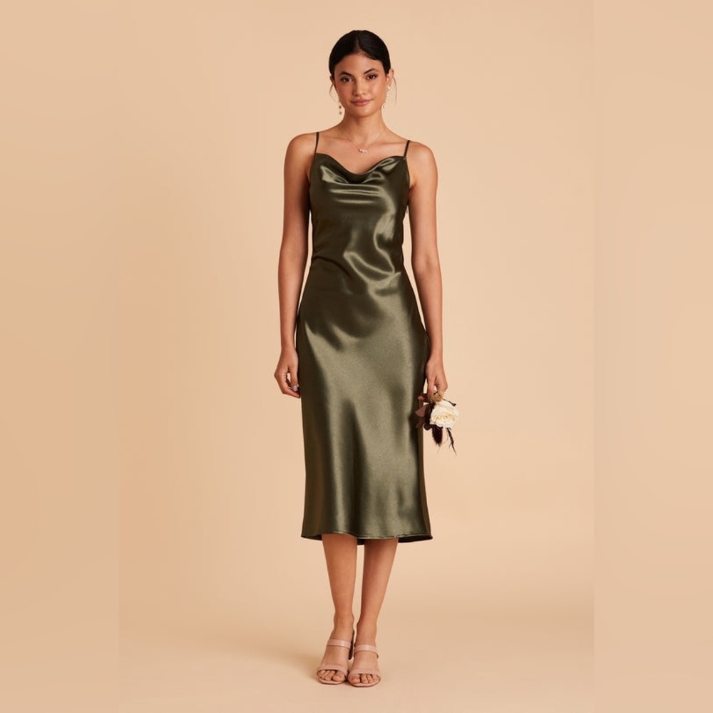 Birdy Grey Lisa Satin Midi Dress - Olive